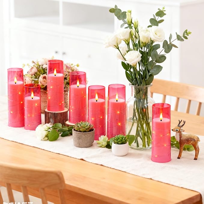 Eebuss Flameless Candles with Embedded Star String, Battery Operated LED Pillar - Image 4