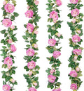 Teldrassil 4Pcs Artificial Rose Vine Fake Flower Garland Fake Silk Rose Hanging by Teldrassil