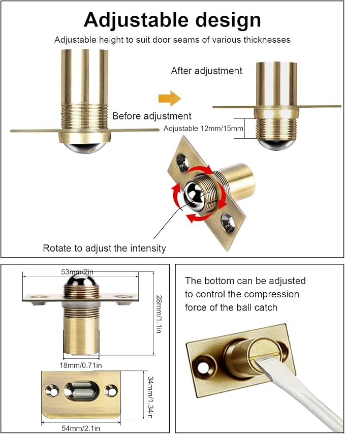 Ball Catch Door Hardware Jiayi 2 Pack Door Ball Catch - Image 4