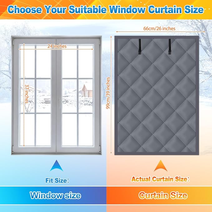 Fanfanwin 2 Pcs 39 x 26 Inches Window Insulation Curtain Kit Winter Thermal - Image 2