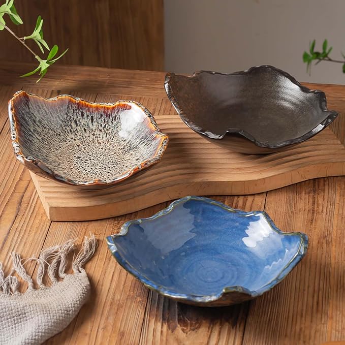 8" Small Ceramic Decorative Bowl 1 Pice – Irregular Rim Reactive Glaze Candy - Image 6