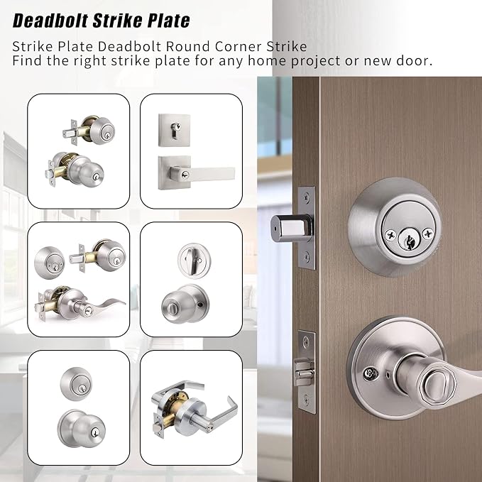 Door Strike Plate 1" x 2-1/4" for Any Home Project Or New Door | Round Corner - Image 2