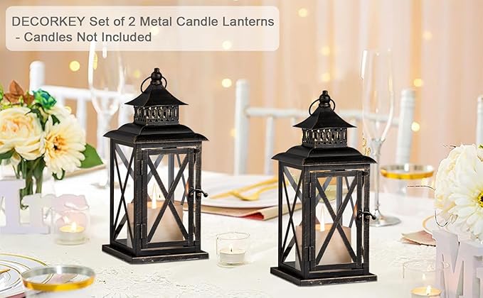 Lantern Decorative Indoor & Outdoor, 2 Pack Large Hanging Candle Lanterns Home - Image 7