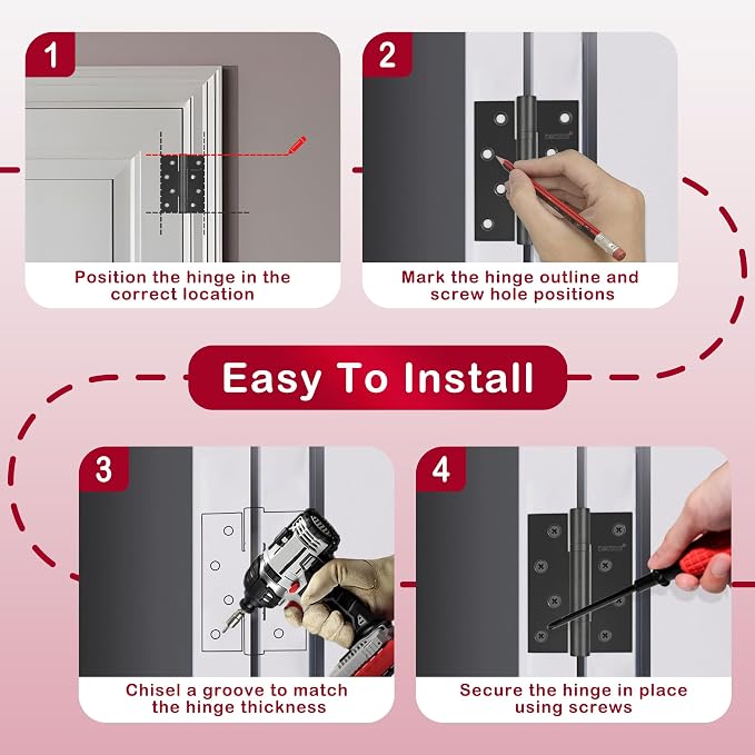 2 Pack RONESS Stainless Steel Hinge, Heavy Duty, Long-Lasting, Smooth and Quiet - Image 5