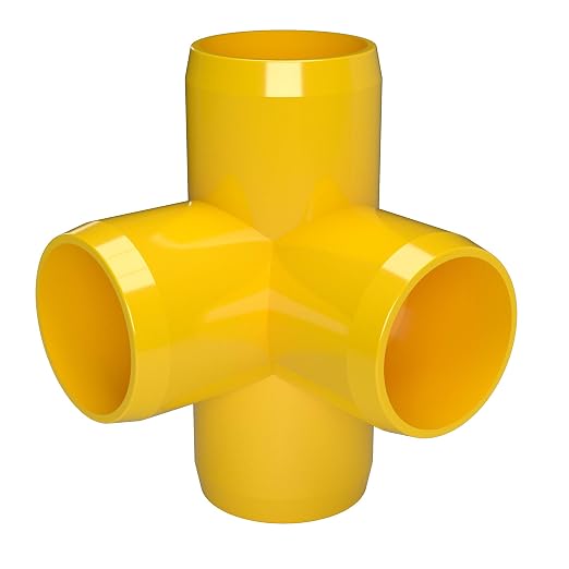 1” 4-Way Tee Furniture Grade PVC Fitting in Yellow, Made in USA, UV-Resistant - Image 8