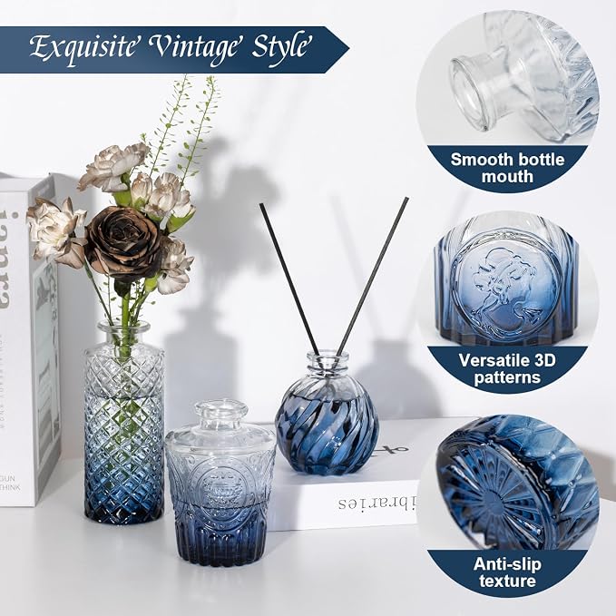 Clear Gradient Blue Glass Bud Vase Set of 24 Pcs, Small Bud Vases in Bulk - Image 9