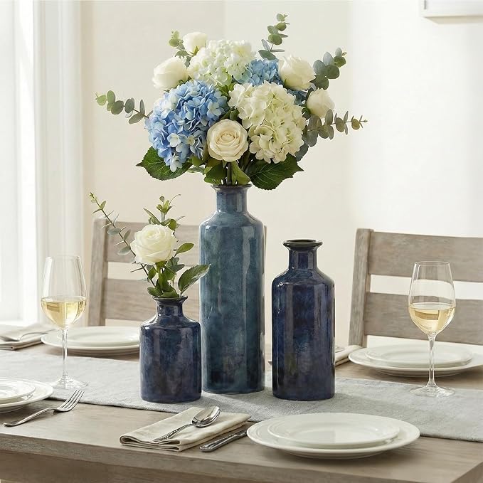 Blue Ceramic Vase Set - Image 6
