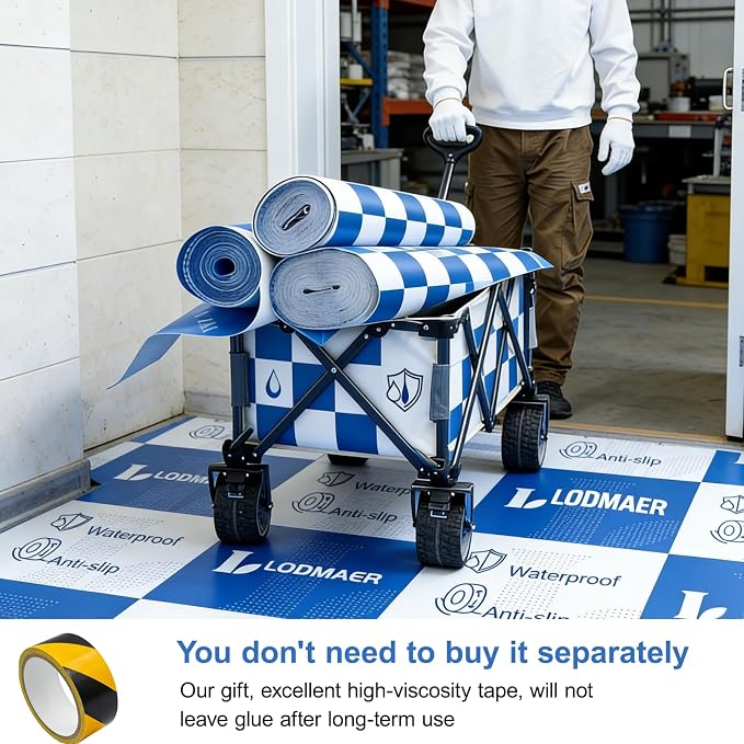 40inx100ft Heavy Duty Floor Protection Film, Reusable Cover Blue White - Image 3