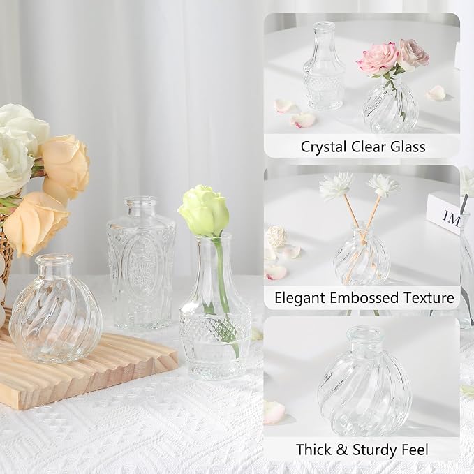 Glass Bud Vases Mini Flower Vase Small Vintage Vases - Image 4