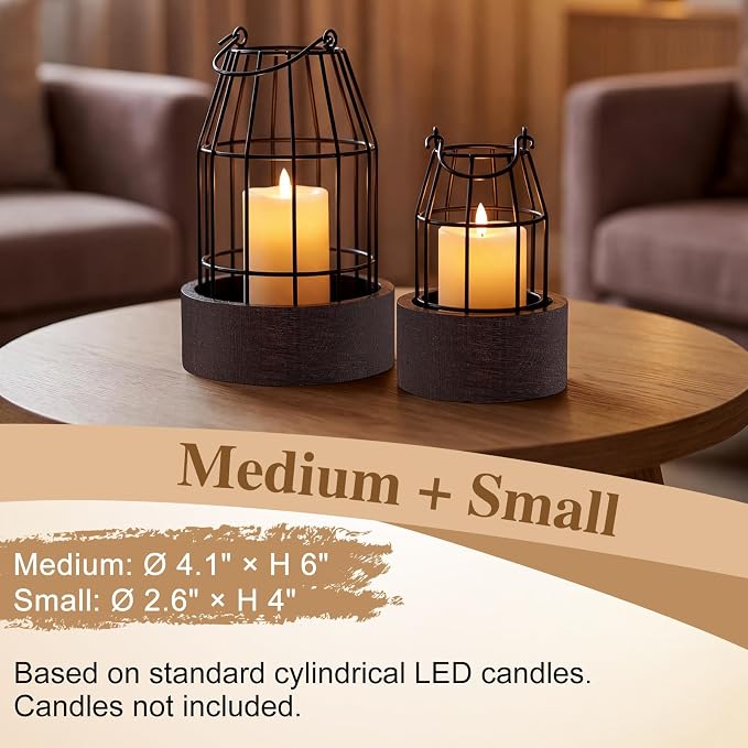 Modern Rustic Farmhouse Candle Lantern Set of 5 - Image 7