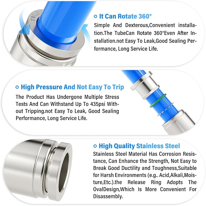 TAILONZ 304 Stainless Steel Elbow 1/4" 1pcs | 90° Push-to-Connect Elbow Fitting - Image 4