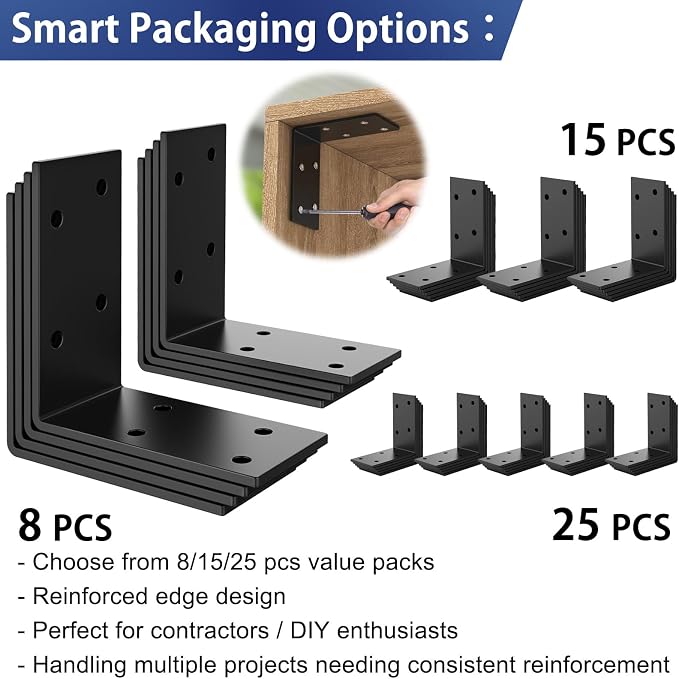 3 Inch Heavy Duty L Brackets for Wood, Galvanized Corner Braces, and posts; - Image 7