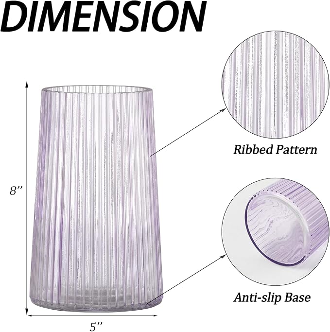 Purple Glass Vase for Flower, Flower Vase for Bouquet, Modern Glass Vases - Image 7