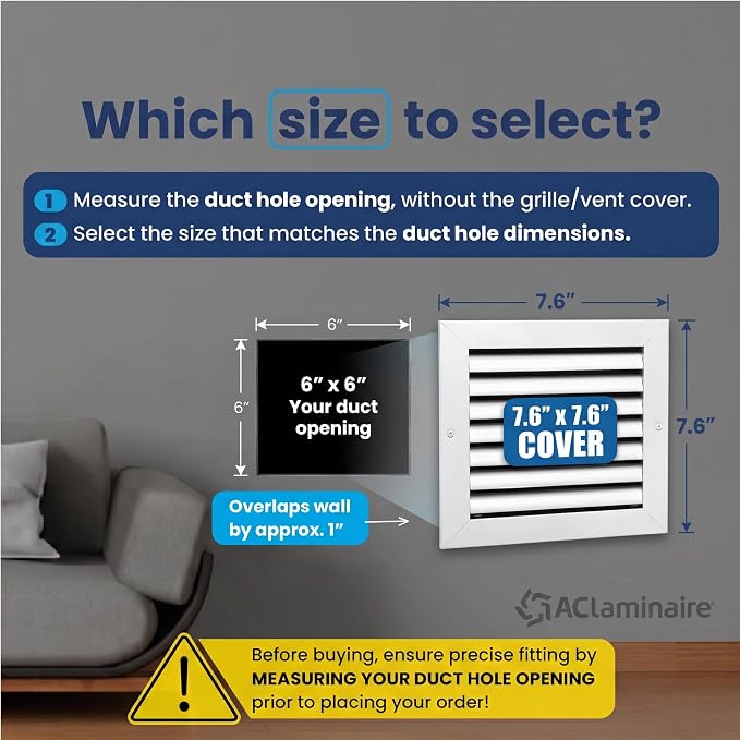 6x6 Aluminum Wall Ceiling Air Return Vent Cover HVAC Rustproof Grille - Image 3