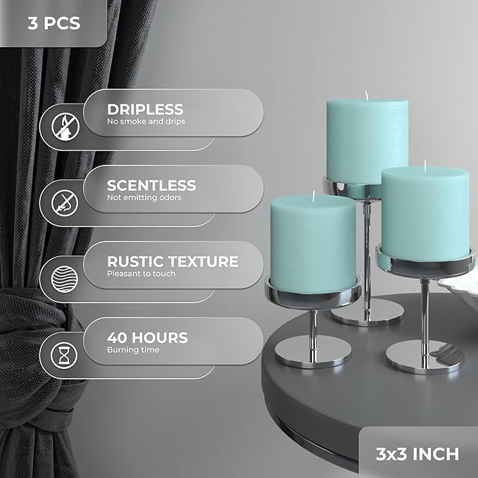 3x3 Pillar Candles Set of 3 - Image 3