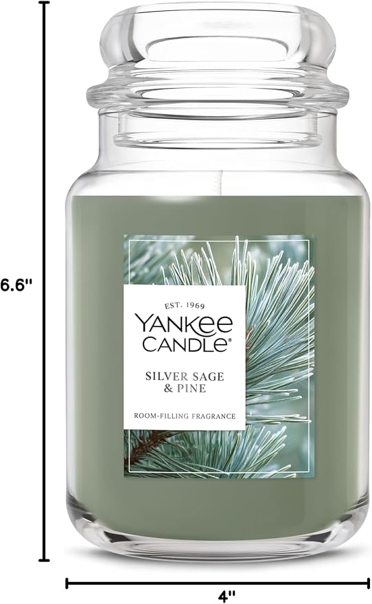 Yankee Candle Silver Sage & Pine, Christmas Scented Candle, 22oz Large Jar - Image 9