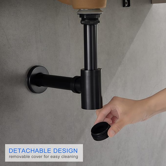 1-1/4" Brass Bottle P-Trap No Overflow Drain Kit Oil-Rubbed Bronze - Image 3