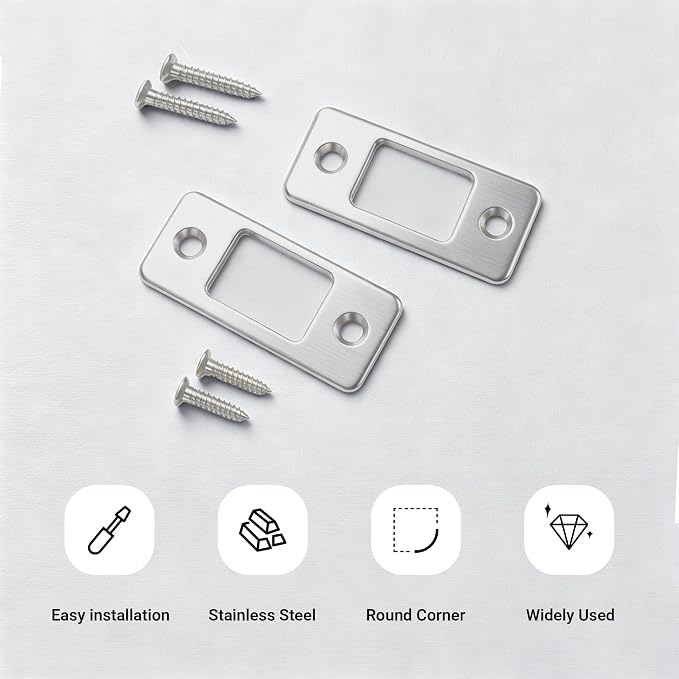 Large Hole Deadbolt Restorer Strike Plates, Satin Nickel Latch Strike Plate | - Image 8