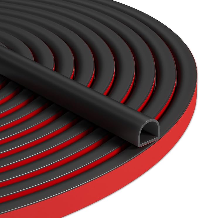 40FT Weather Stripping Door Seal, Self-Adhesive Silicone D-Shaped Seal Strip by Bantie