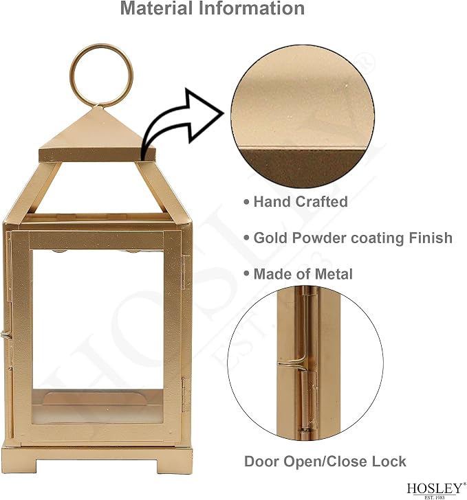 Hosley 12 Inch High Clear Glass and Iron Classic Style Lantern Ideal Gift - Image 9