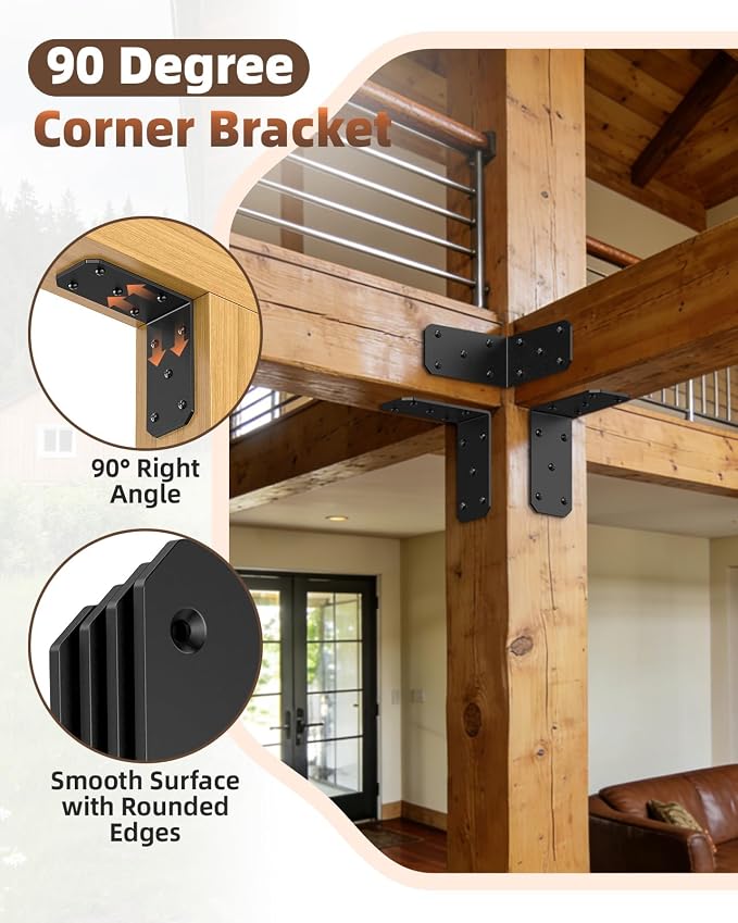 Heavy Duty L Brackets, 5x5 Inch, 300 LBS, 4 Pack | Carbon Steel, Rust Resistant - Image 4