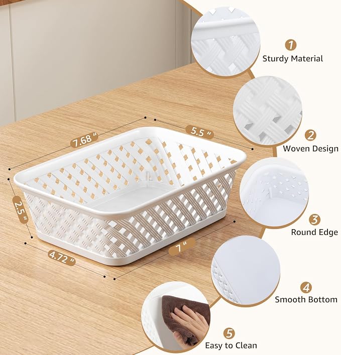 MaxGear 3 Pack Plastic Storage Baskets, Suitable - Image 2