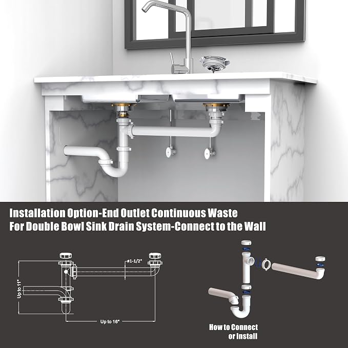 Kitchen Sink Drain Kit, 1-1/2" Sink Drain Plumbing Kit - Image 5