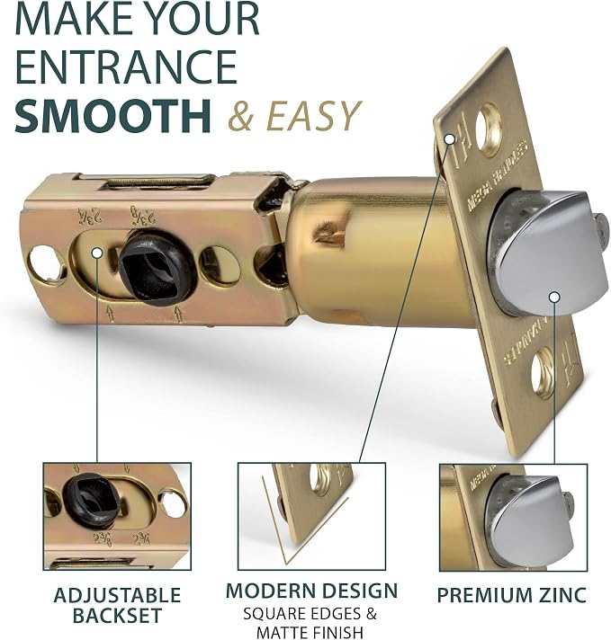 Entry Square Latch Satin Brass - Image 2