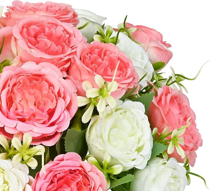 2 Packs Peonies Artificial Flowers Mixed White Pink Silk Artificial Peonies | - Image 6