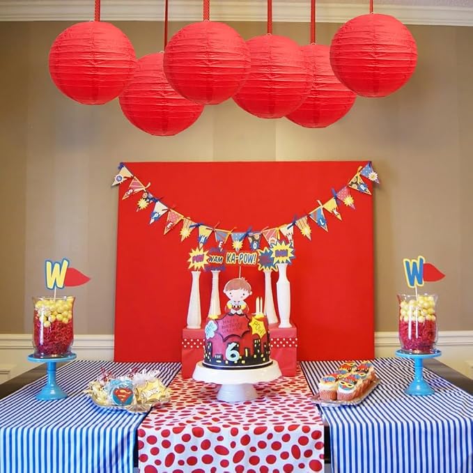 BEISHIDA 8 Inch Red Paper Lanterns 6 Packs Hanging Round Chinese Lantern | - Image 6