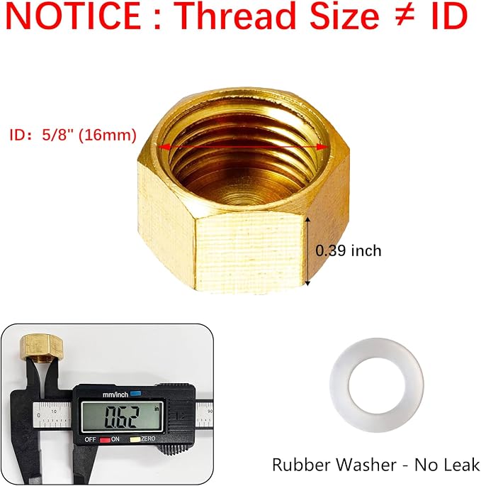6 Pcs Brass Pipe Cap, Hex Head End Plumbing Cap | NPT Female Pipe Fitting - Image 4