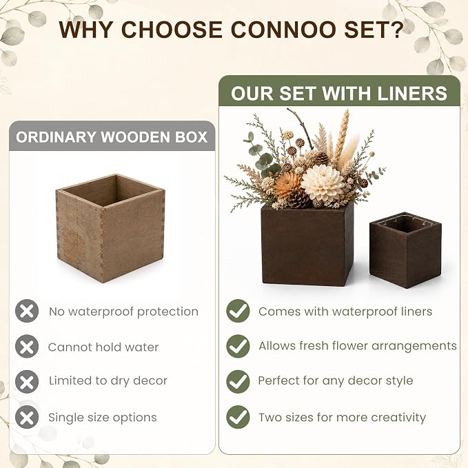 CONNOO Square Wooden Box Centerpiece Set, 12 Pack - Image 6