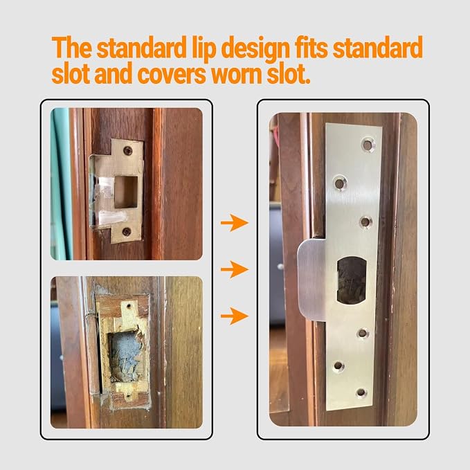 7-Inch Extended Door Strike Plate, Heavy Duty Stainless Steel, - Image 5