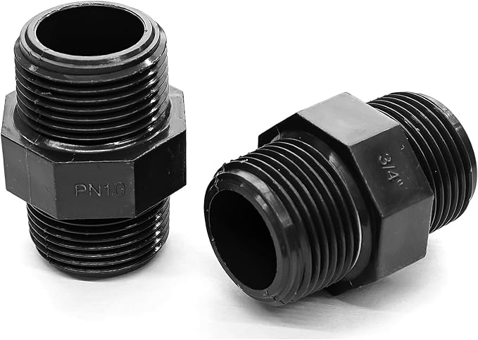 10PCS 3/4" PVC Hex Nipple Fitting, G3/4 X G3/4 Male Thread Coupling Adapter - Image 4