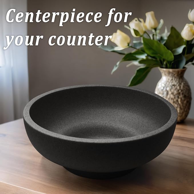 LIN CHUAN Decorative Bowl, Large Fruit Bowl, Artificial Stone Black | Fruit Bowl - Image 2