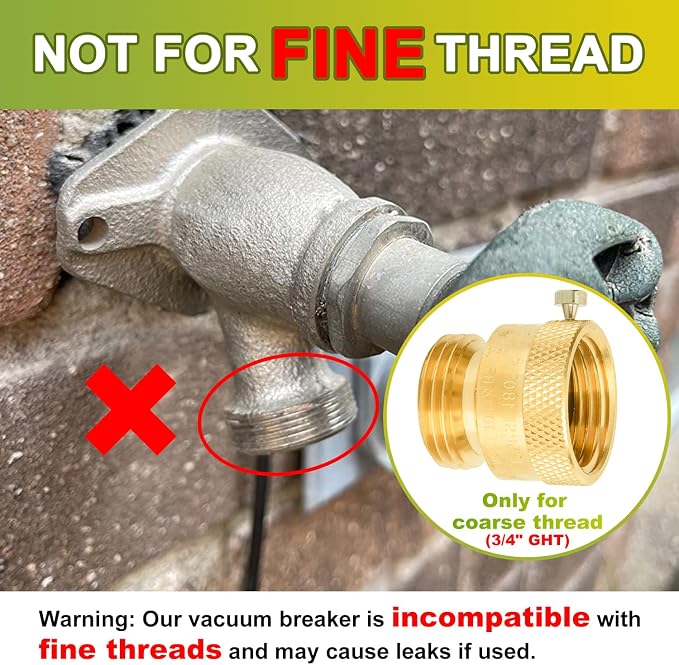 2-Pack Hose Bib Vacuum Breaker, 3/4 Inch GHT Backflow Preventer | Solid Brass - Image 2