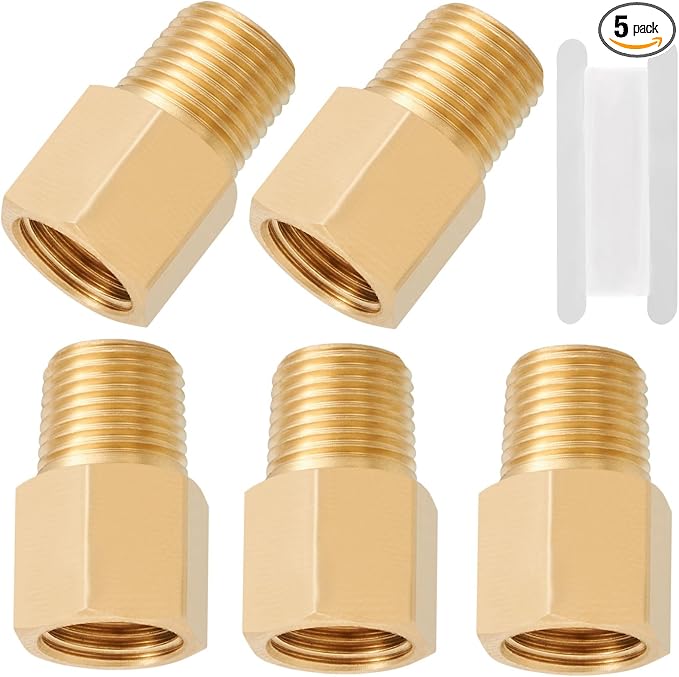 Brass Pipe Fitting, 1/8 Inch NPT Male to 1/8 Inch NPT Female Brass Pipe Hose by RouLiPouLi