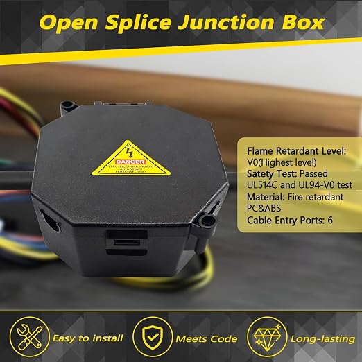 MIARALA Black Open Splice Junction Box | Electrical Splice Box Wire Junction Box - Image 2