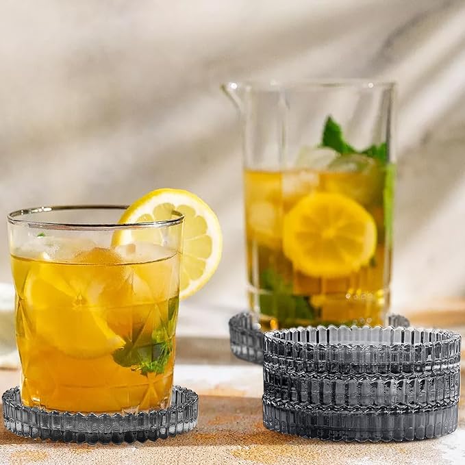 Modern Clear Coaster Set of 5- Glass Coasters - Image 6