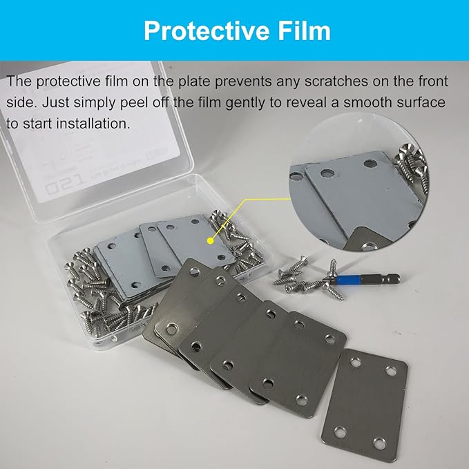 QSJ 12 Pack Flat Mending Plate, Metal Bracket, Stainless Steel Brace 2.36 x - Image 4