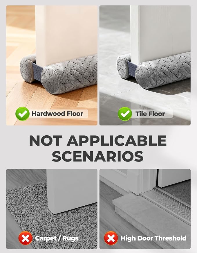 Premium Velvet Under Door Draft Stopper Noise Blocker – Blocks Drafts, Noise & - Image 7