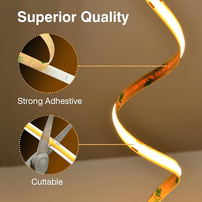 Pandery COB LED Strip, LED Strip Lights 3M/9.84ft, Touch Dimmable LED Strips - Image 5