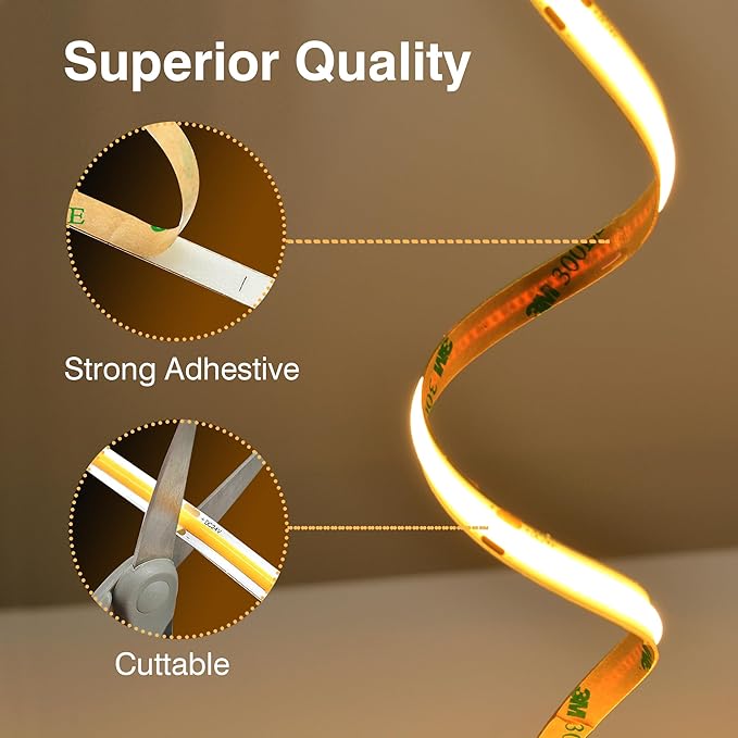 Pandery COB LED Strip, LED Strip Lights 5M/16.4ft, Touch Dimmable LED Strips - Image 7