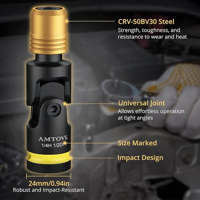 AMTOVL Impact Hex Adapter, 1/2 Inch Drive to 1/4 Inch Quick-Change Chuck | - Image 6