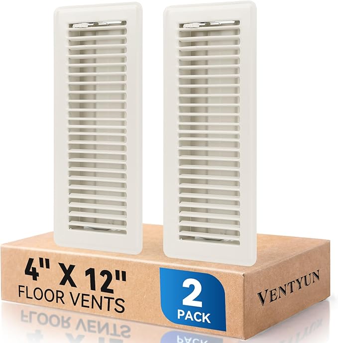 4" x 12" Floor Register Vent Covers 2-Pack, Cream White by VENTYUN