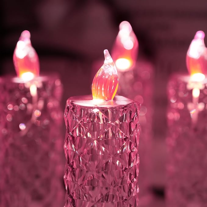 SupBri 4PCS Rose Halo LED Flameless Candles, Valentines Anniversary Wedding - Image 4