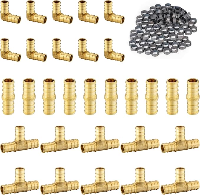 130 Pack Foskan 1/2 Inch PEX Barb Crimp Fittings Set | 10 Pieces Each:Elbow by Unknown