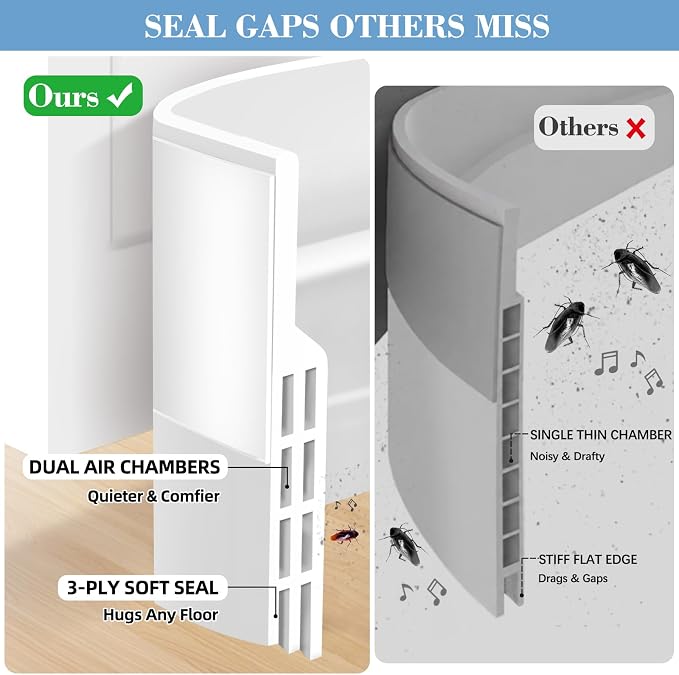 Door Draft Stopper, Door Sweep for Door Bottom, Strong Adhesive | Silicone Door - Image 3