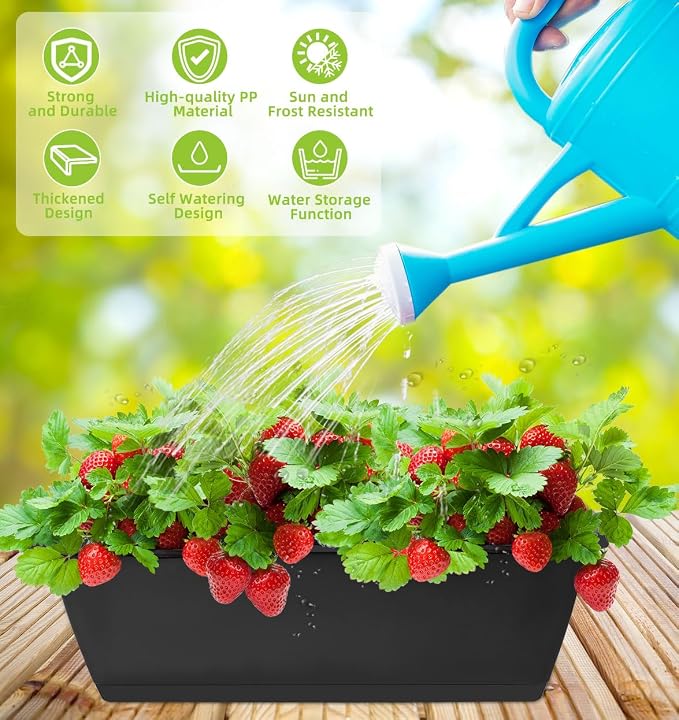 LOCONHA 7 Pack Window Box Planter, Plastic Vegetable Flower Planters Boxes | 17 - Image 4