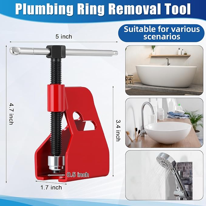 5 Pcs Angle Stop Wrench Kit Plumbing Tool, Compression Sleeve Puller - Image 5